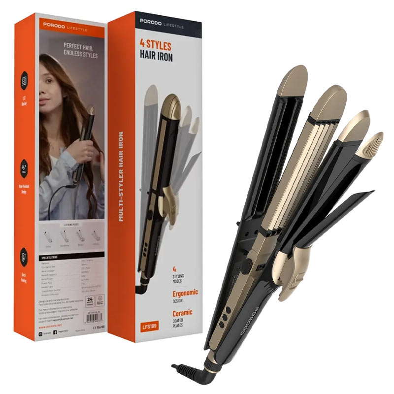اتو و فر کننده موی 4حالته پرودو مدل Porodo  lifestyles 4styles Hair iron lfs109