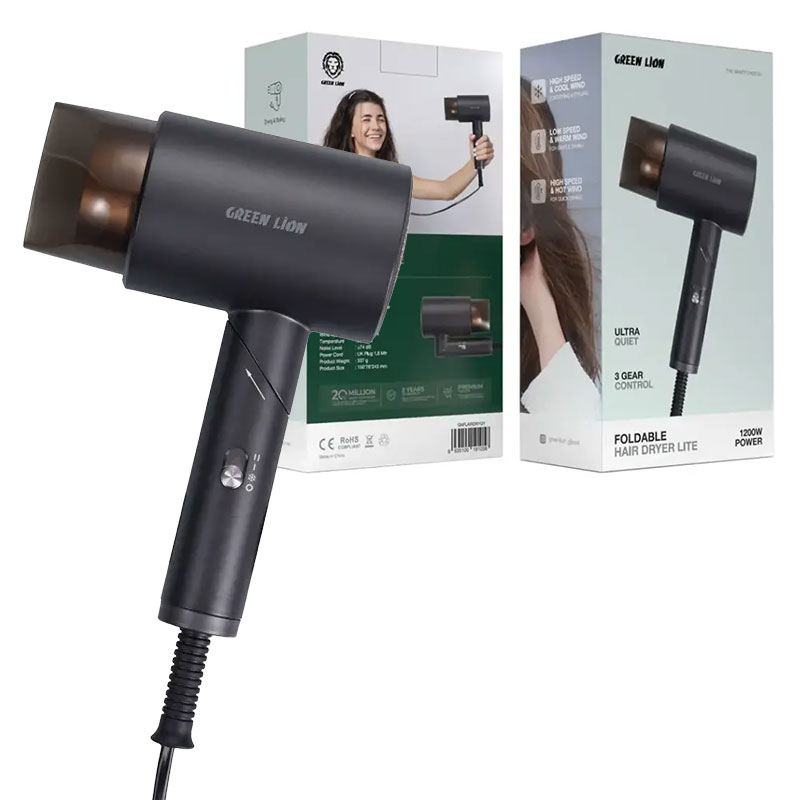 سشوار مسافرتی تاشو باد گرم و سرد Green Lion Foldable Hair Dryer Lite 1200W