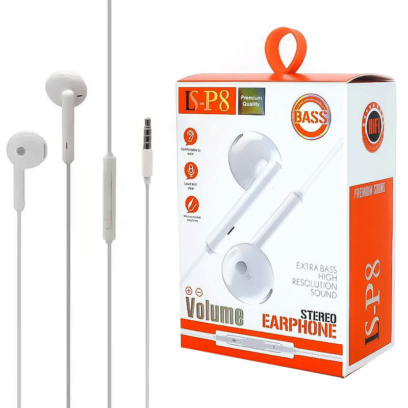 هدفون سیمدار میکروفن دار طرح اپل stereo earphone LS-P8