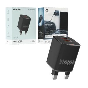 آداپتور شارژر 2پورت 3پین اسمارت گرین لاین مدل Green Lion Dual port Smart ic GL-wc610 96 آداپتور شارژر دو پورت گرین لاین