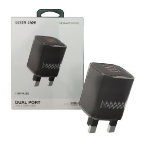 شارژر 2پورت 3پین اسمارت گرین لاین مدل Green Lion Dual port Smart ic GL wc610