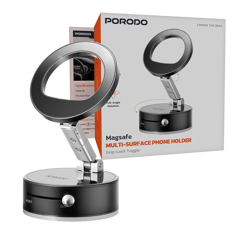 هولدر مگنتی مگ سیف وکیوم پرودو مدل Porodo Multi-Surface phone Holder PDMSPHA7 1 هولدر مگنتی مگ سیف وکیوم پرودو مدل Porodo Multi-Surface phone Holder PDMSPHA7