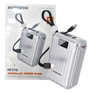 پاوربانک 20000mAh کابل متصل پرودو مدل پتیت Porodo Petite 20000mAh Power Bank 20W