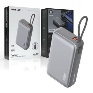 پاوربانک 20000mAH سوپر فست کابل متصل گرین لاین مدل داکار 45 Green lion Power Bank Dakar 20000mAH 45W