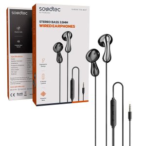 سیمدار میکروفن دار پرودو مدل Porodo Soundtec Stereo Bass 3.5MM Wired Earphones PDWEC1