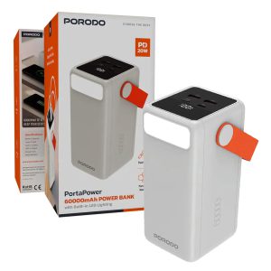 پاوربانک 60000mAh فست چراغ دار پرودو مدل پورتاپاور Porodo Powerbank & Flashlight Portapower PD20W