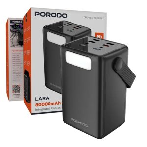 پاوربانک 80000mAh فست چراغدار پرودو مدل لارا Porodo Powerbank & Flashlight Lara PD 20W