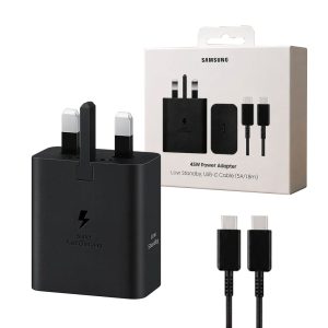 آداپتور شارژر 3 پین PD 45W Samsung EP-TA4511 2026 اورجینال پک عرب بهمراه کابل دو سر type-C 89 Samsung EP TA4511