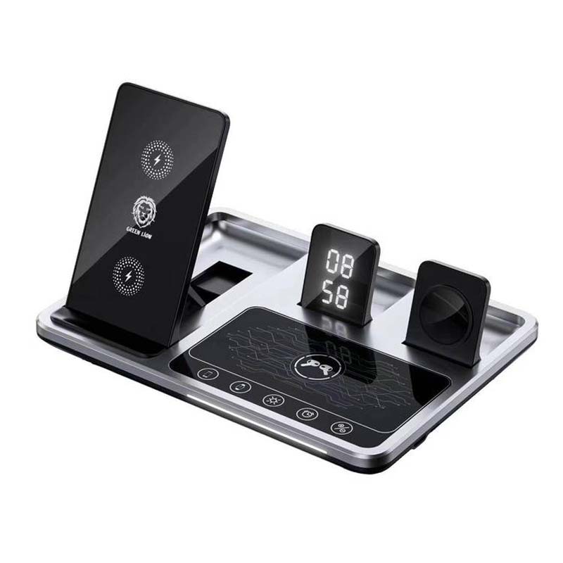 استند شارژ وایرلس Green lion 4in1 wireless charging station 15w 4 شارژ وایرلس استند دار Green Lion 4 In 1 Wireless Charging Station 15W