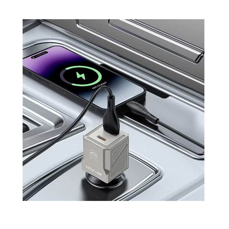 شارژر فندکی 60w دو پورت 1پورت PD دارای کابل دوسر گرین لاین Green Lion Dual Volt car charger GL-CC12 5 قابلیت Green Lion Dual Volt car charger GL-CC12