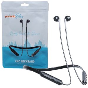 هدفون بلوتوث گردنی طرح اپل Porodo blue neckband with ENC هدفون دورگردنی Porodo ENC