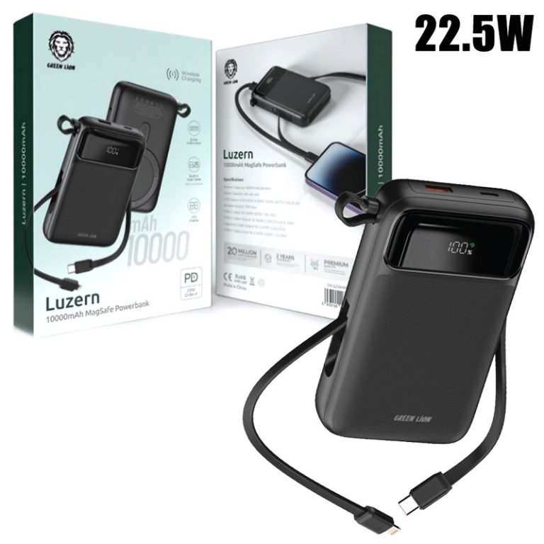 بهترین پاوربانک مخصوص آیفون،4 پاوربانک مگ سیف دارد 7 پاوربانک MagSafe Green Lion Luzern (10000 میلی آمپیر )