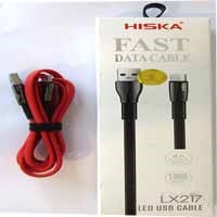 کابل_شارژ_TypeC_فست_فلت_سرفلزی_LED_دار_Hiska_LX217