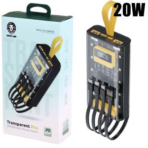 پاور بانک شفاف گرین لاین مدل Green Lion Transparent Pro 20000mAh