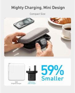 آداپتور شارژر 3پین با خروجی Anker Zolo charger A2698K11 30w IQ3 PD 3.0 6 شارژر انکر 30 وات Zolo سازگار با انواع پروتکل های شارژ سریع