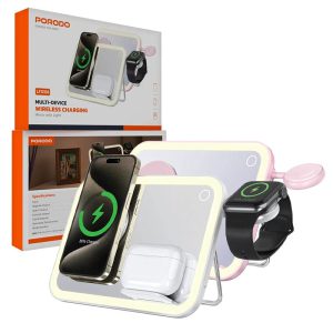 قیمت و خرید استند شارژ وایرلس 4 کاره Porodo پرودو Porodo Multi Device Magsafe Charging LFS108