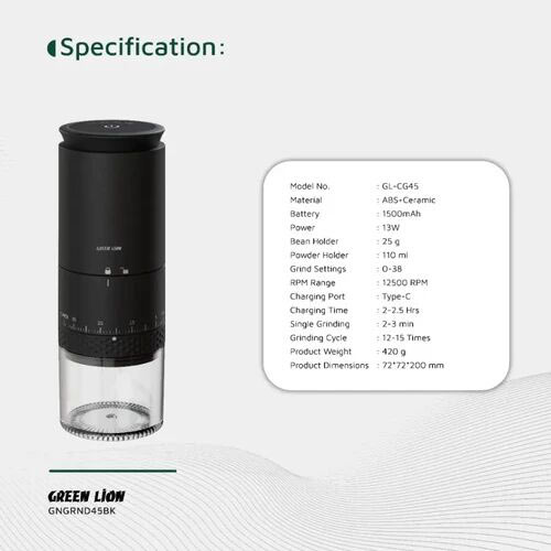 دستگاه آسیاب قهوه گرین لاین مدل Green Lion Grind Pro GL-CG45 3 مشخصات دستگاه آسیاب قهوه گرین لاین مدل Green Lion Grind Pro GL-CG45
