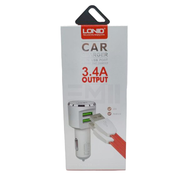 شارژر فندکی 2پورت سوپر فست 3.4 آمپر با کابل میکرو LONID DL-C29 3 شارژر فندکی LONID مدل DL-C29