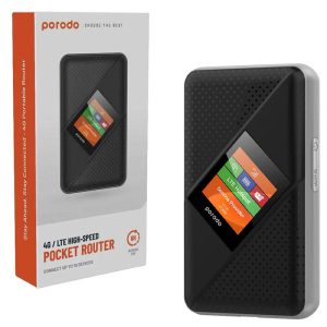 مودم روتر شارژی سیم کارتی قابل حمل Porodo pocket router GRV2 4G LTE مشکی 22