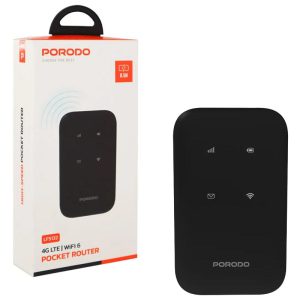 مودم روتر شارژی سیم کارتی قابل حمل Porodo pocket router LFS132 4G LTE WiFi 6 مشکی 1