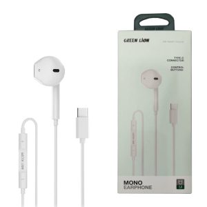 سیمدار میکروفن دار تک گوش سوکت Type c گرین لاین مدل Green lion Mono Earphone 1
