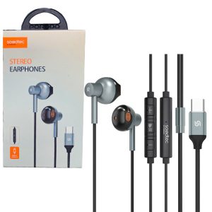 سیمدار میکروفن دار سوکت Type cسر استخوانی Porodo sountec stereo earphones 1