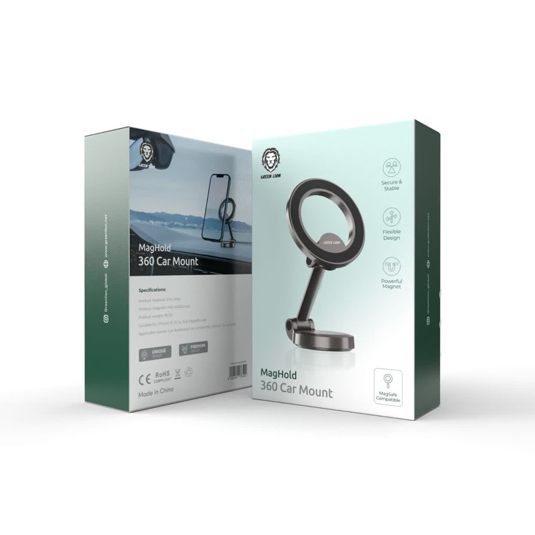 هولدر نگهدارنده موبایل Magsafe 360 درجه Green Lion Maghold 360 Car Mount 2 هولدر نگهدارنده موبایل Magsafe 360 درجه Green Lion Maghold 360 Car Mount
