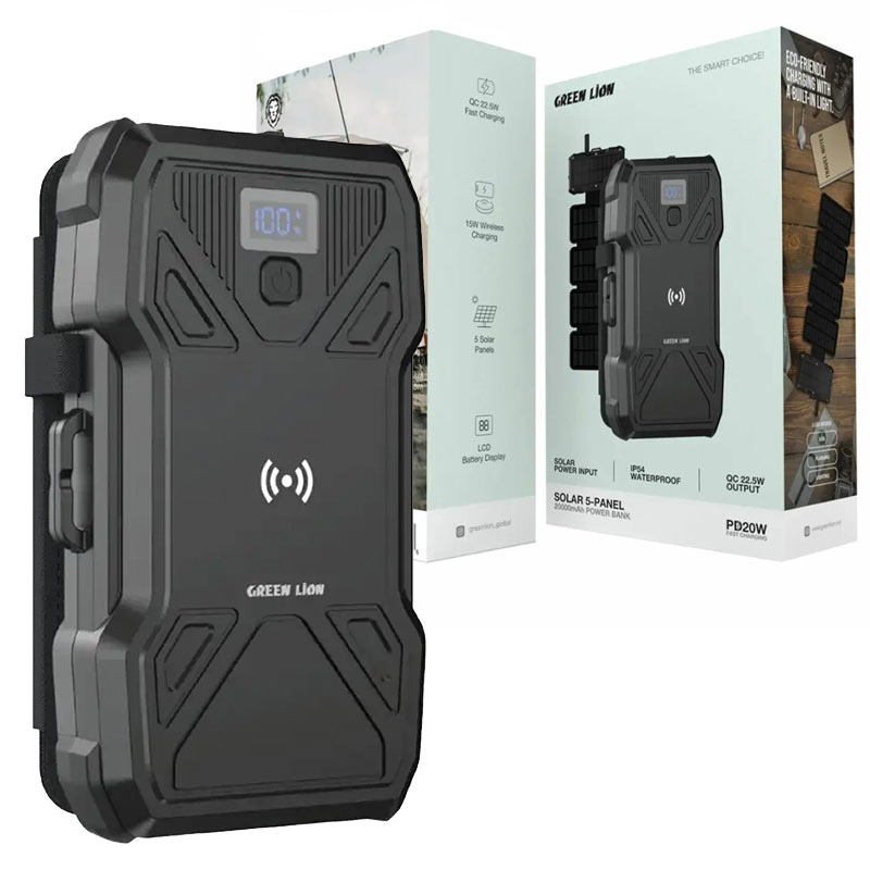 پاوربانک-20000mAH-فست-خورشیدی-5-پنلی-گرین-لاین-مدل-Green-Lion-Solar-5-panel-GL-PX27-3 پاوربانک 20000mAH فست وایرلس خورشیدی 5 پنلی گرین لاین مدل Green Lion Solar 5-panel GL-PX27